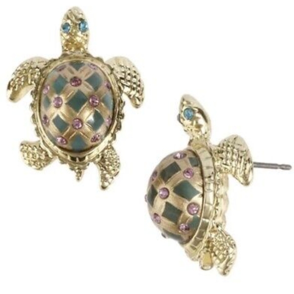 Betsey Johnson Turtle glass earrings - Picture 1 of 3